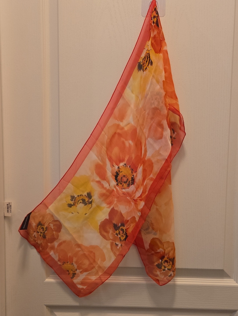 Adrienne Vittadini Orange Floral Sheer Scarf